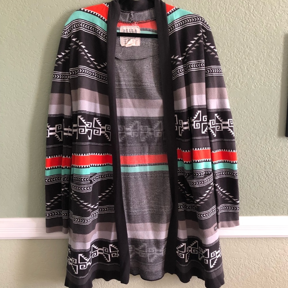 Long Aztec patterned cardigan
